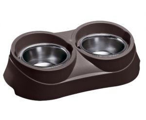 Ferplast Duo Feed 03 - Podstawka z dwiema miskami KC 54 ciemny brąz [71703021]