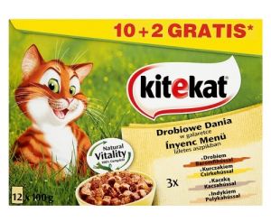 Kitekat Drobiowe dania saszetki 12x100g  10+2 gratis