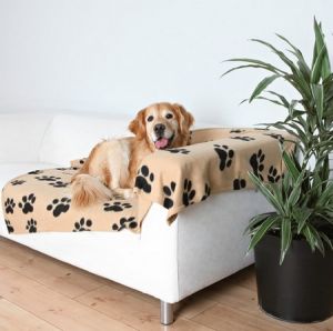 Trixie Koc Barney 150x100cm Beżowy w czarne łapki [37181]