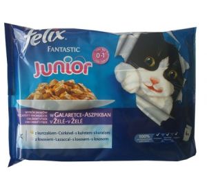 Felix Fantastic Junior Kurczak & Łosoś w galaretce saszetki 4x100g