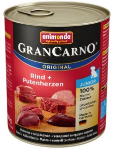 Animonda GranCarno Junior Rind Putenherzen Wołowina + Serca Indyka 800g