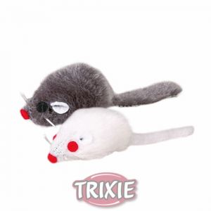 Trixie Myszki szara i biała z kocimiętką grzechoczące 5cm opakowanie 2szt. [TX-4069]