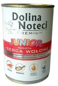 Dolina Noteci Premium Pies Junior Serca wołowe puszka 400g