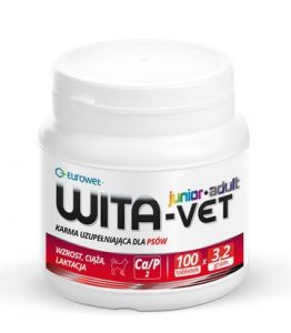 Wita-Vet Junior+Adult CA/P=2  3,2g 100tabl. - preparat witaminowy dla ciężarnych suk i szczeniąt